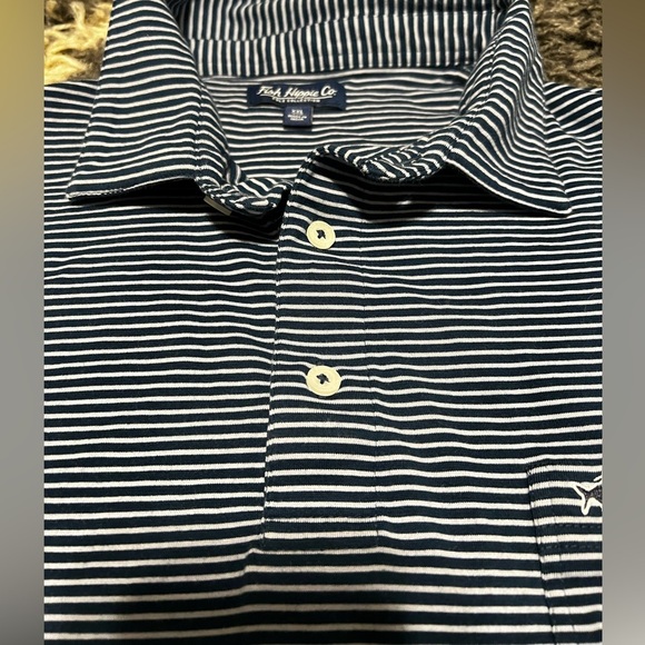 Fish Hippie Co. Polo Collection Short Sleeve Navy/White Striped Polo - Picture 5 of 9
